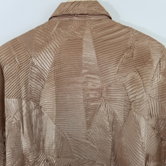 Vintage BANJO Women's Western Button-Up Shirt Sz M Tan Textured Coastal Cowgirl - Picture 6 of 8